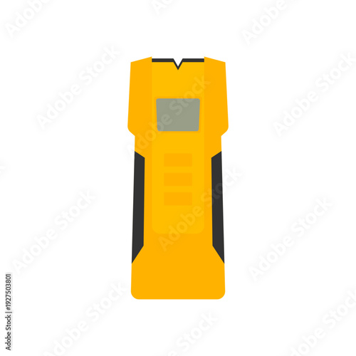 stud finder flat design vector illustration isolated on white background. precision sensors precision spacing of the LEDs, live voltage detector tester, built in bubble level, integrated ruler