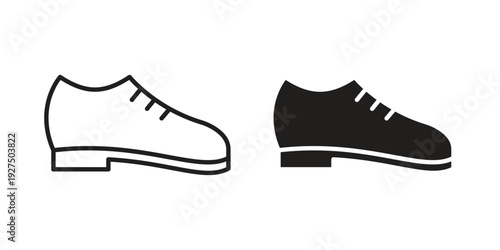 Leather shoes icon in black solid style. linear symbol.
