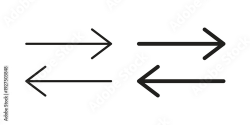 Left right direction icon in black solid style. linear symbol.