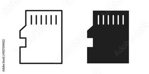 Memory card icon in black solid style. linear symbol.
