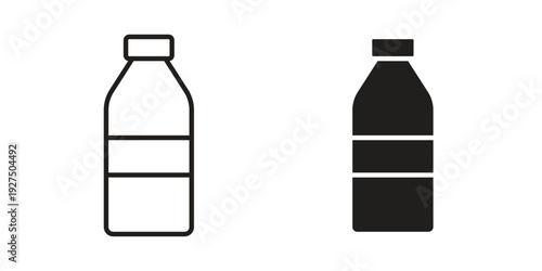 Milk bottle icon in black solid style. linear symbol.