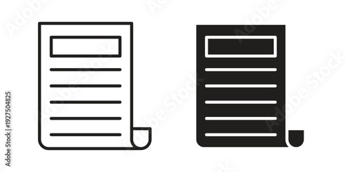 Newspaper icon in black solid style. linear symbol.
