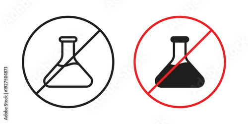 No chemical icon in black solid style. linear symbol.