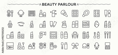 Beauty Parlour linear icon collection. Modern linear icons. Editable stroke. Vector collection. Beauty related icon set. Contains such symbols as cosmetic, beauty, salon, care, parlour, spa and more.