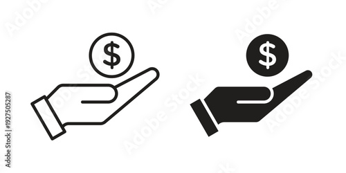 Pay icon in black solid style. linear symbol.