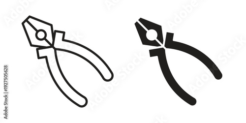 Pliers icon in black solid style. linear symbol.