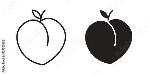 Plum icon in black solid style. linear symbol.