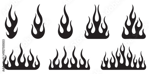 Tribal flame vector silhouettes collection for motorcycle decals and hot rod car racing vinyl graphics