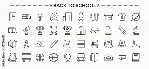 Back To School linear icon set. Contains such symbols as student, learning, graduation, school, class and more. Class vector icon set. Set of line pictogram. Pictogram and infographic.