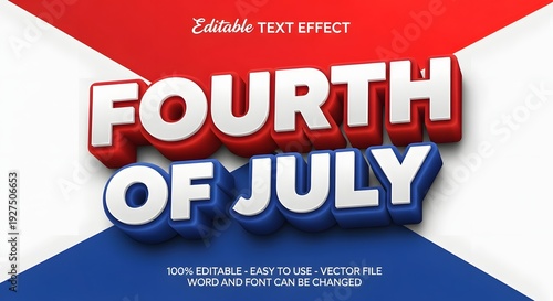 Fourth of july editable text effect in vector format