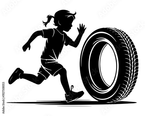 Child Running with Tire