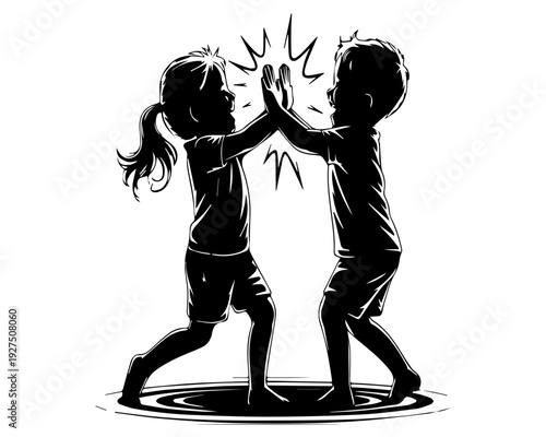 Happy Kids High Five Moment