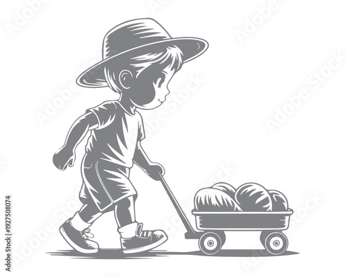 Boy Pulling Wagon