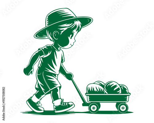 Boy Pulling Wagon