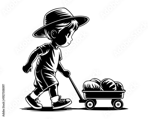 Boy Pulling Wagon