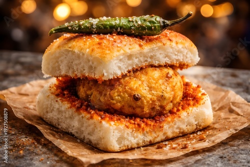 Authentic Mumbai Vada Pav with Red Garlic Chutney