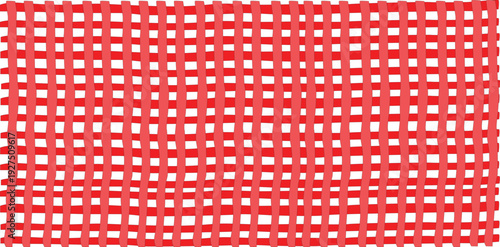Abstract red and white hand drawn grid pattern background with uneven horizontal and vertical lines for a playful textured design.