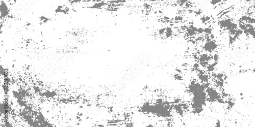 Abstract black ink splatter grunge background featuring a vintage floral pattern and dirty paint spray texture within an artistic vector frame border