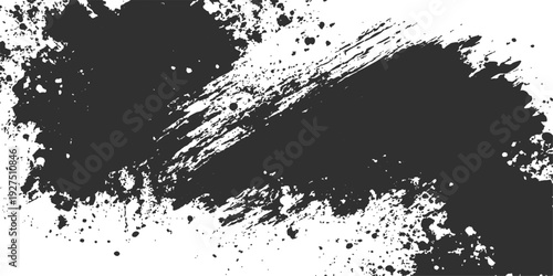 Grungy Texture with Dynamic Brushstrokes: A stark, textured composition, showcasing bold black brushstrokes, creating a raw and visually compelling artistic expression.