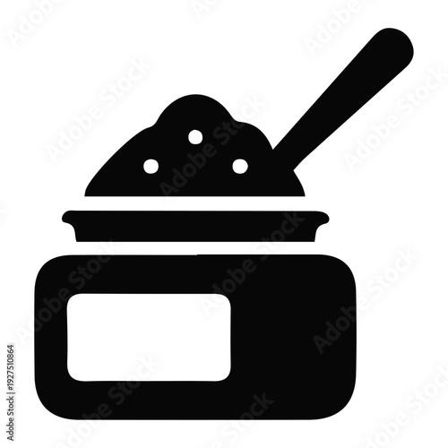 Black Cooking Pot with Spoon Inside.