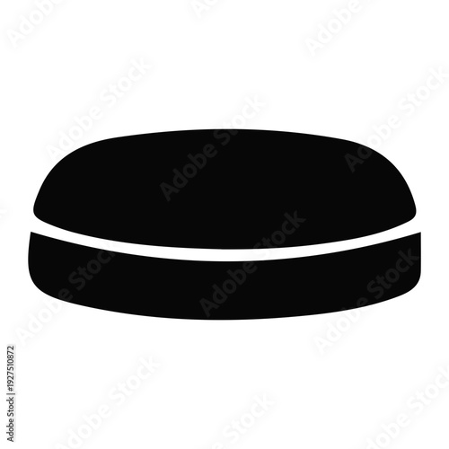 Black Hockey Puck on White Background.