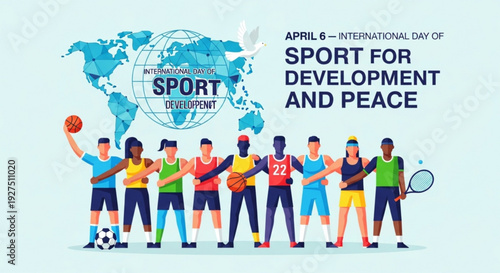 Diverse athletes unite for international day of sport for development and peace with globe background