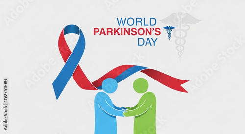 World parkinson's day awareness ribbon and people supporting each other