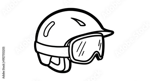 Simple Line Drawing of Ski Helmet.