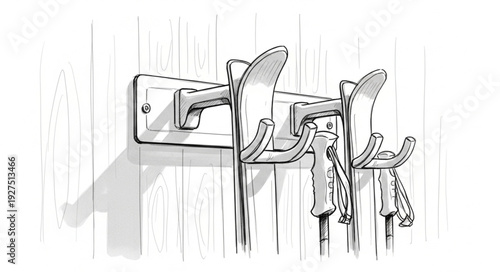 Sketch of Multiple Hooks on Hinges.