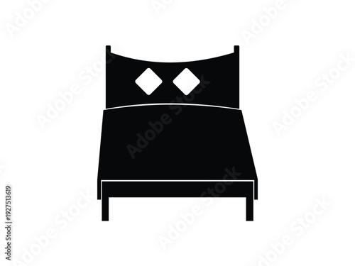 Bed icon for bed room. Bed vector icon for sleeping. bed icon. Hotel room bed. Interior design icon. Furniture symbol.