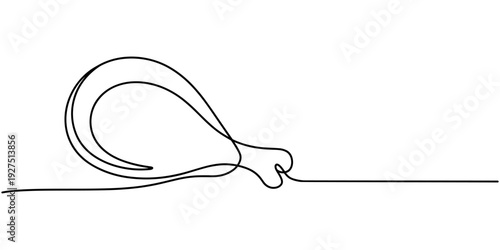 chicken turkey leg continuous one line drawing, Continuous single one line drawing art of broiler chicken turkey legs. Vector illustration, Continuous one line drawing a fried chicken. 