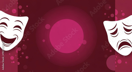 Theater masks symbolizing comedy and tragedy, representing the duality of human emotions and artistic expression