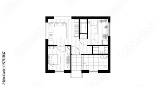 Modern home floor plan with efficient living space