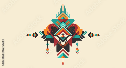 Vibrant Geometric Pattern with Southwestern Design Elements.