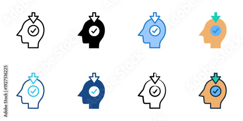 Interpretation icons set multiple style collection. Editable stroke 
