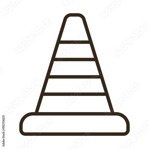 A darklined traffic cone on a white background