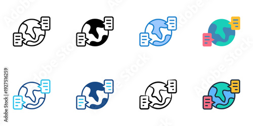 Global Communication icons set multiple style collection. Editable stroke 
