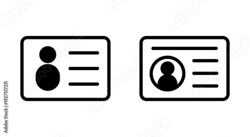 License icon symbol for apps and websites. ID card icon. driver license, staff identification card