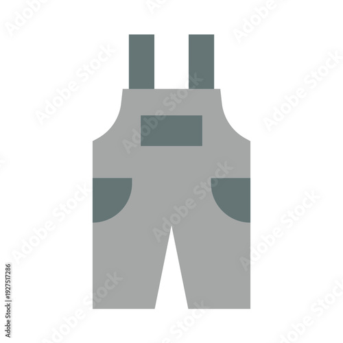 Flat icon of gray overalls with a bib and two straps