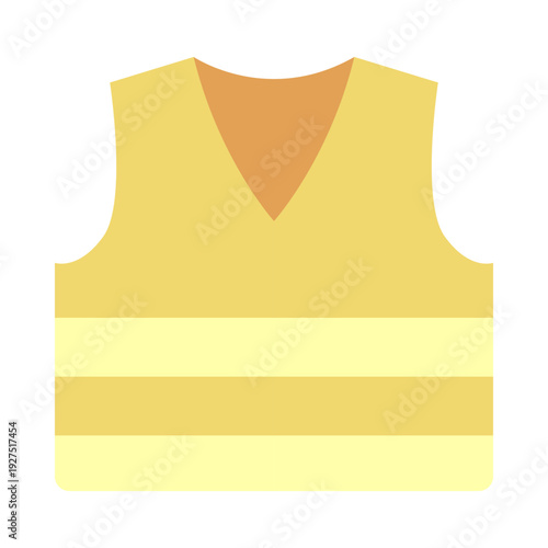 Yellow safety vest with orange trim and stripes