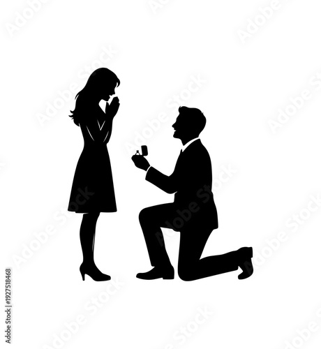 Man proposing to woman with ring in romantic moment