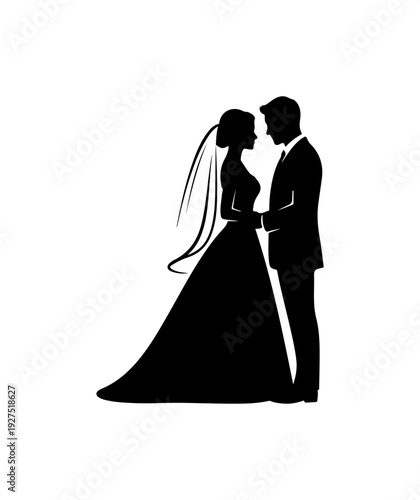 Romantic wedding couple embracing on their special day with love