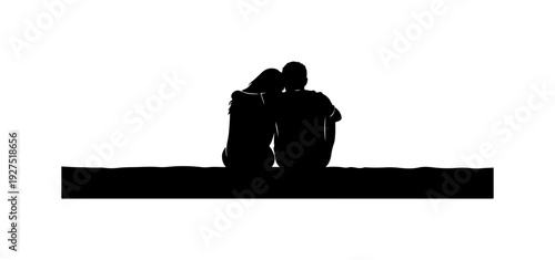 Couple sitting together in love and comfort on a scenic spot