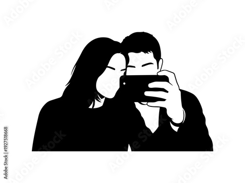 Couple taking selfie together with love and happiness