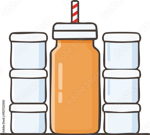 Produce an editable thin stroke beverage container icon bundle