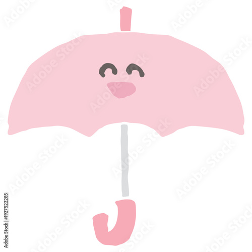 6月の園だよりに使いやすい シンプル手描き素材シリーズ｜笑顔の傘
June Newsletter Simple Hand-Drawn Material Series | Smiling Umbrella