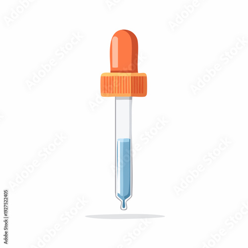 Medical pipette with blue liquid dripping, a vector icon for health and medical science, doctor's tool, isolated on a clean background for business use, nurse's laboratory equipment