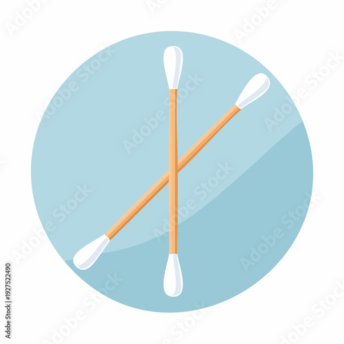 Medical vector icon of two crossed cotton swabs on isolated background suitable for health and medic business