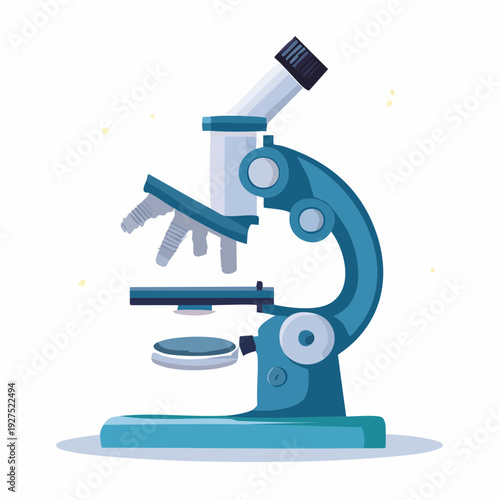 Medical laboratory microscope vector icon isolated on a clean background for health and science business