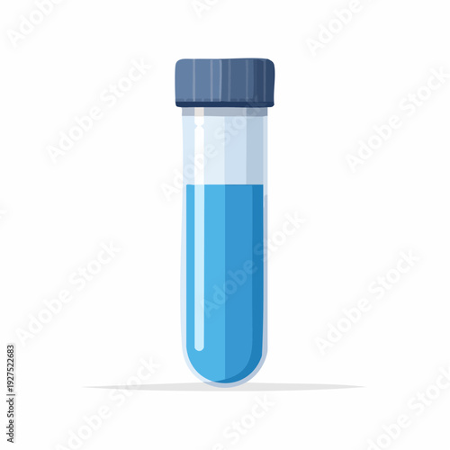 Medical test tube with blue liquid icon in vector format on isolated white background for health and business use